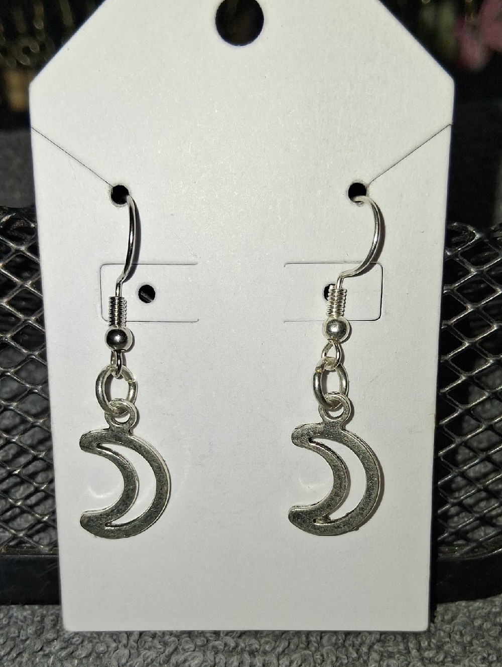Silver Crescent Moon Dangle Earrings - Women Jewelry